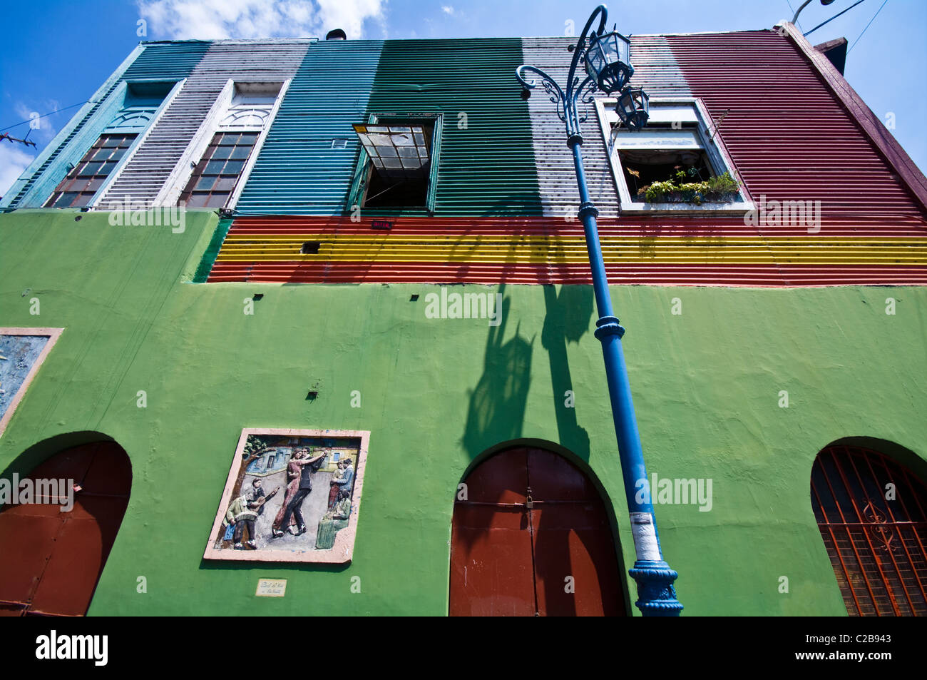 The colorful facade of a suburban house in a portside artists' colony. Stock Photo