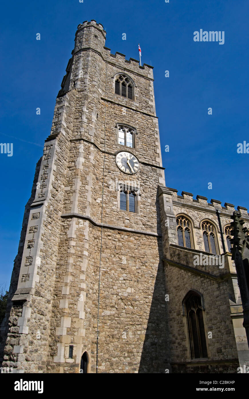 the 15th century tower of all saints church, fulham, london, england Stock Photo