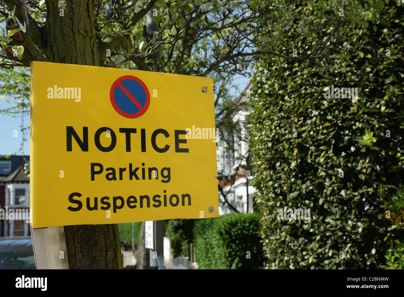 Parking Suspension Notice Stock Photo Alamy