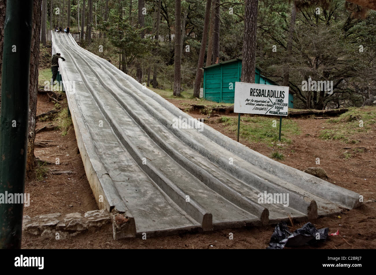 Big concrete slide in a park near San Cristobal de las Casas, Chiapas, Mexico Stock Photo