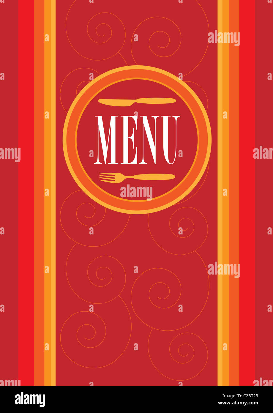 Menu Card Design - Menu Sign and Cutlery Icon on Retro Background Stock  Photo - Alamy