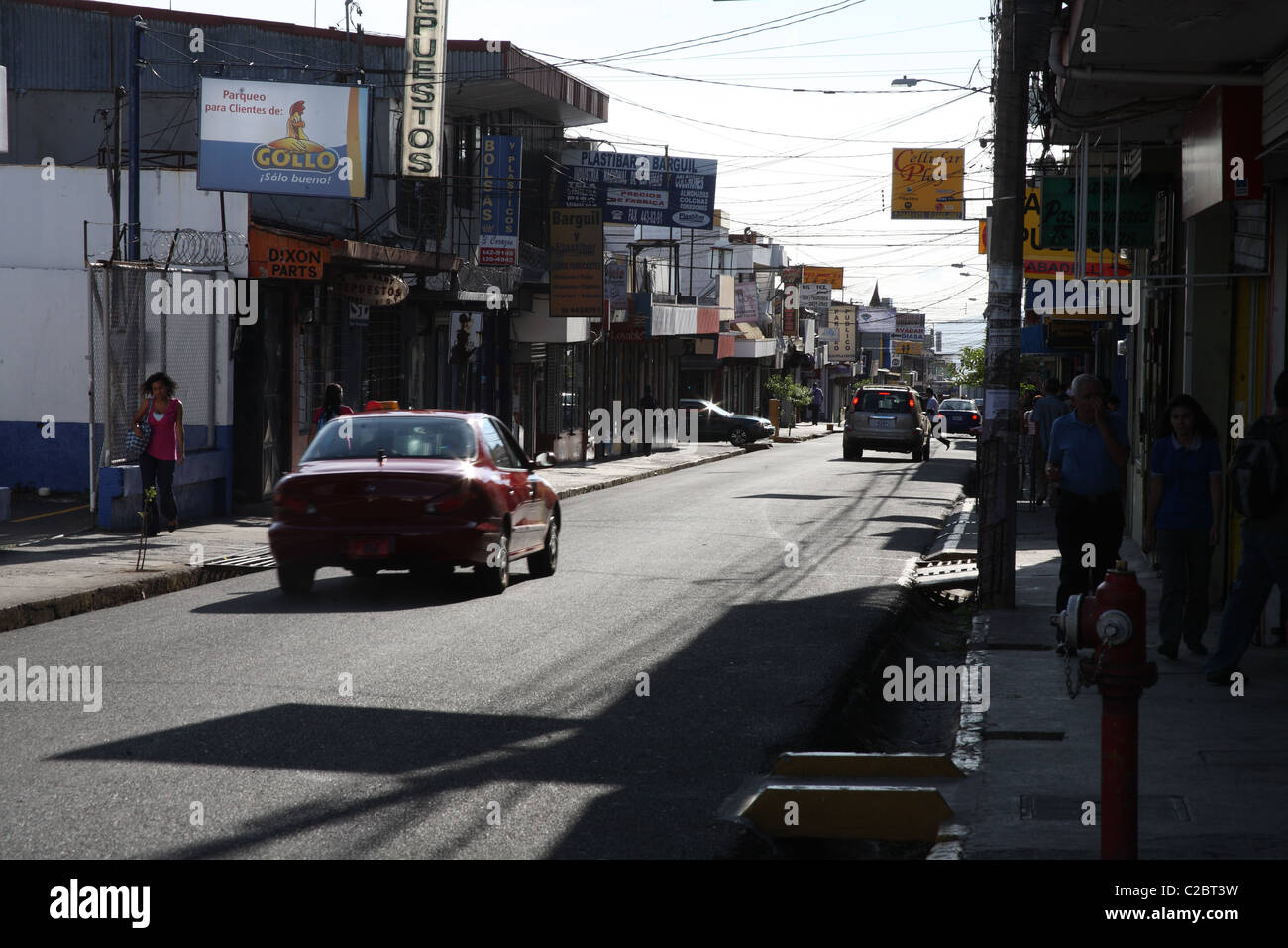 Street view in Alajuela, Costa Rica. Stock Photo