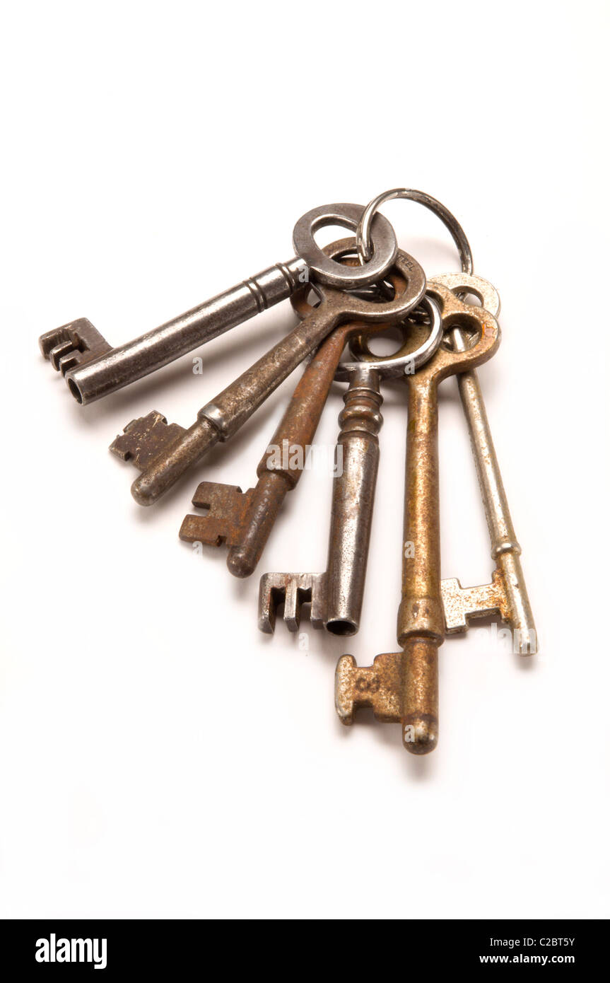 Antique keys on key ring Stock Photo