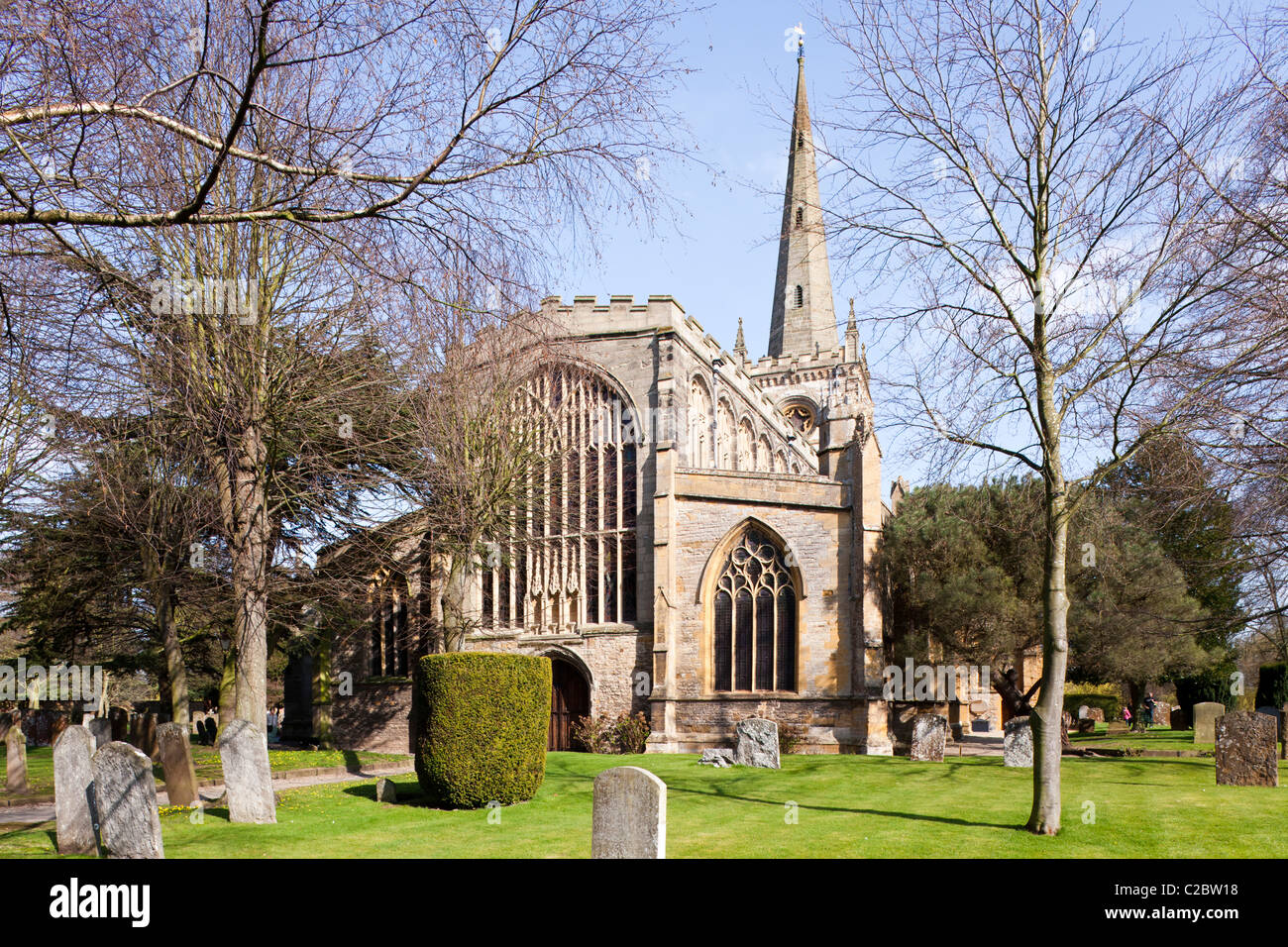Springtime at Holy Trinity church, Stratford upon Avon, Warwickshire - William and Anne Shakespeare are buried here Stock Photo