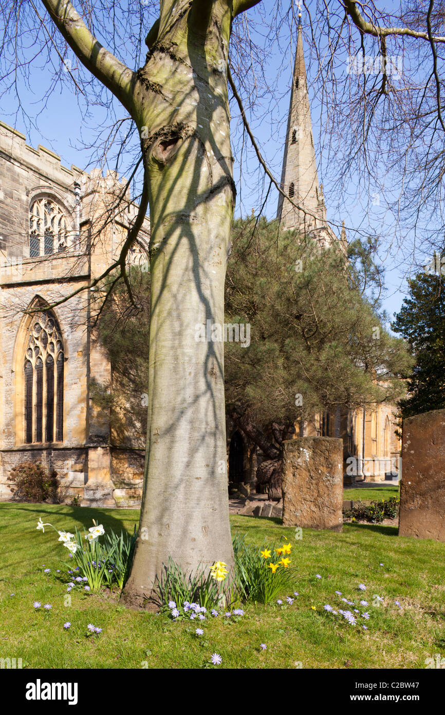 Springtime at Holy Trinity church, Stratford upon Avon, Warwickshire - William and Anne Shakespeare are buried here Stock Photo