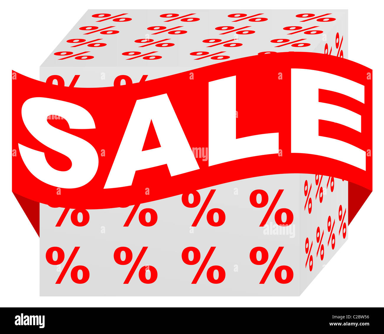 Sale Icon - Box With Red Ribbon - Sale Sign Stock Photo - Alamy
