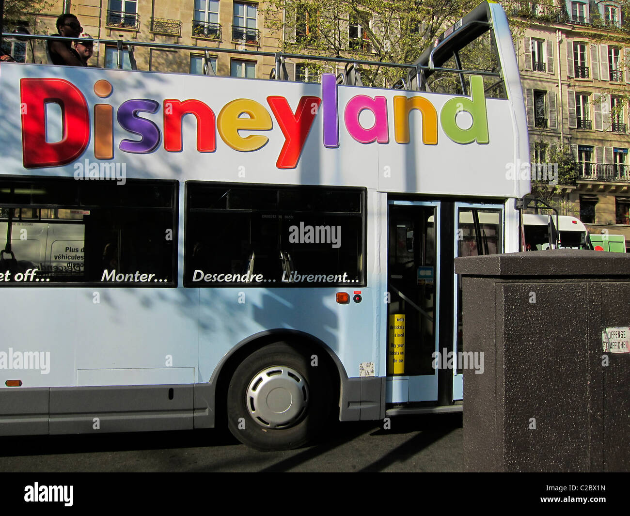Paris, France, French Adverting on Bus, Disneyland Stock Photo