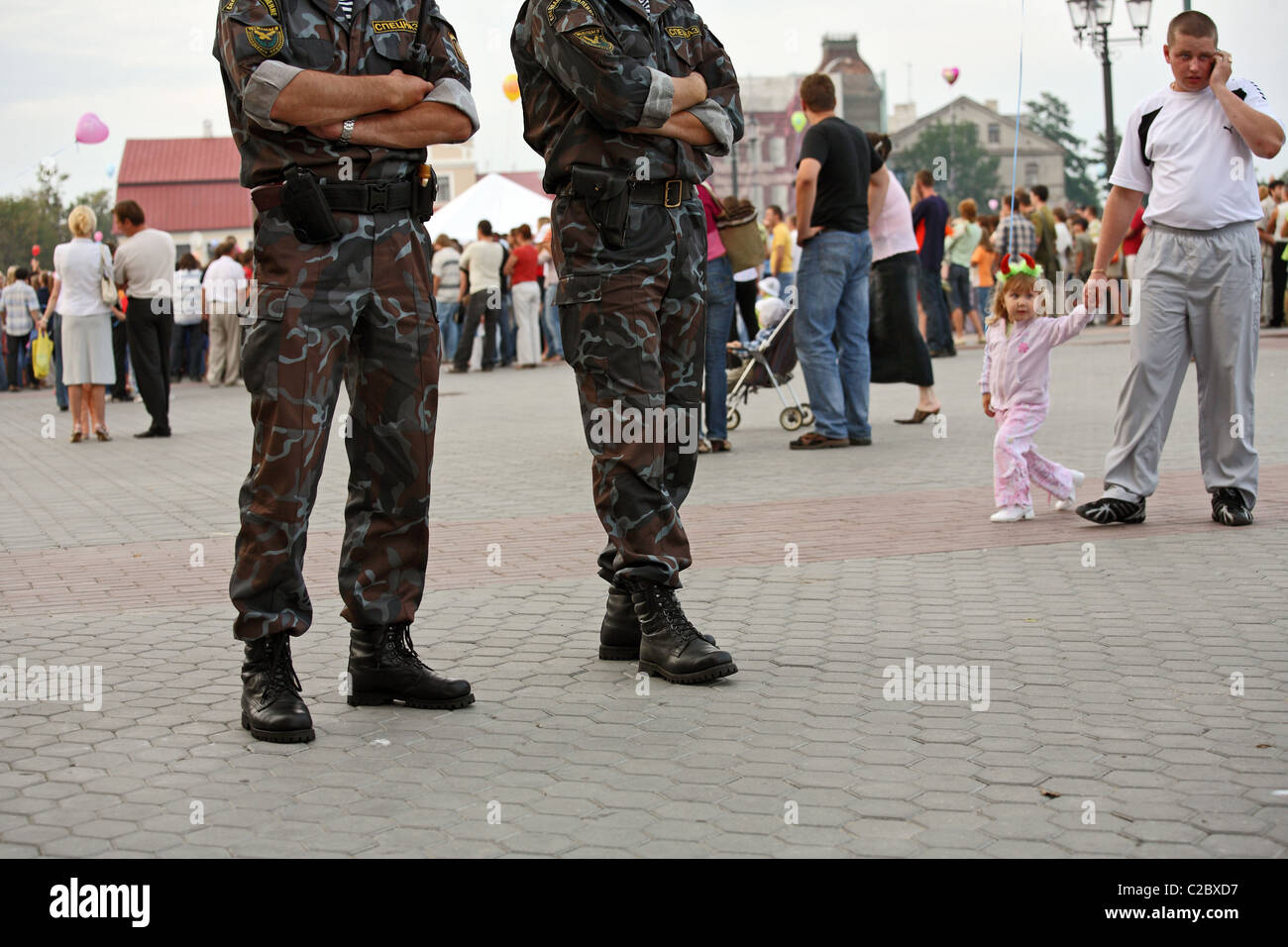 Members of the militia special operations forces, Hrodna, Belarus Stock Photo