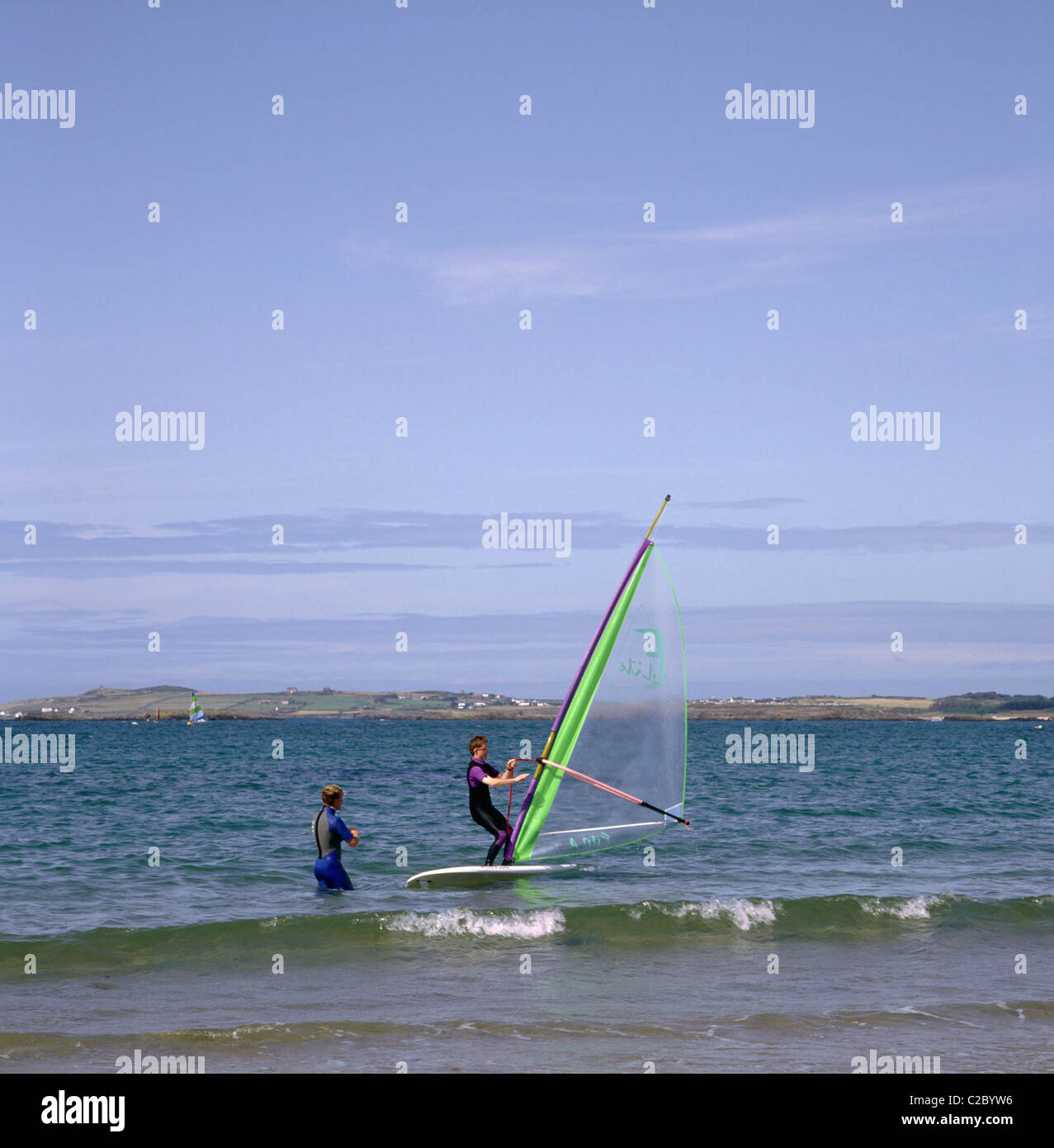 Windsurfing Anglesey Wales Stock Photo Alamy