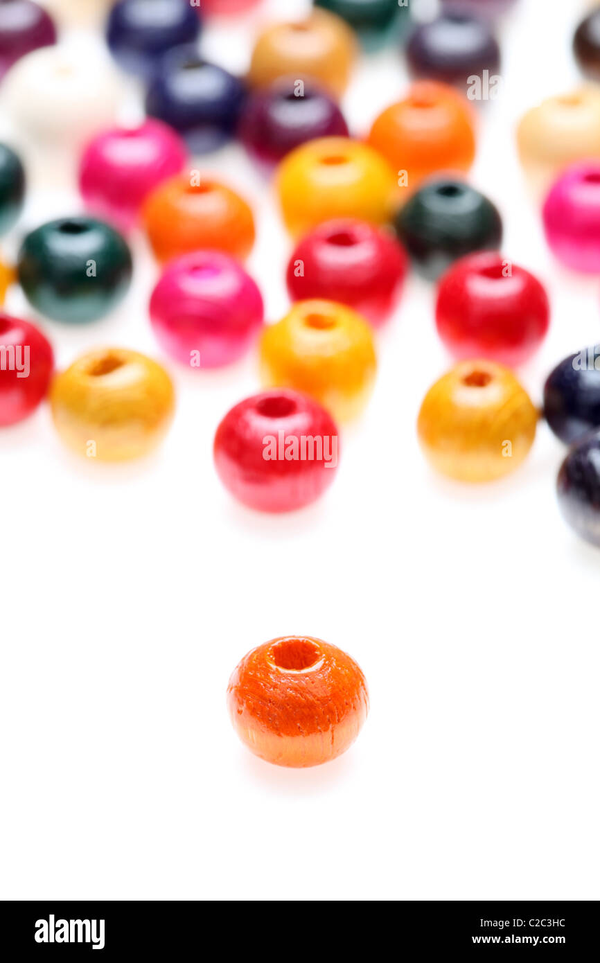 Colorful beads isolated on white background Stock Photo