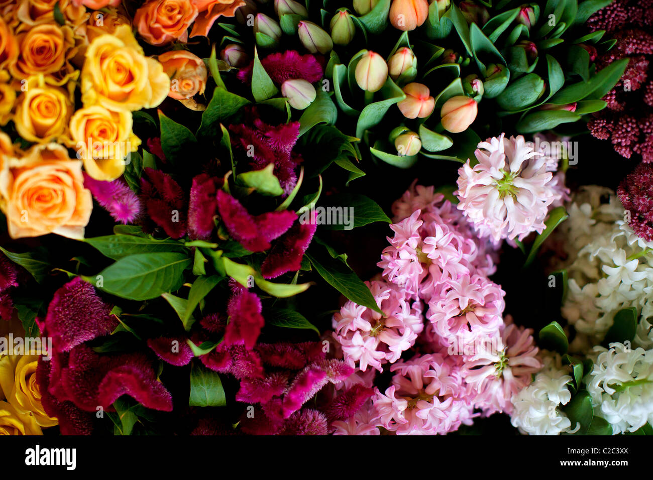 Mixed flowers in florist shop Stock Photo