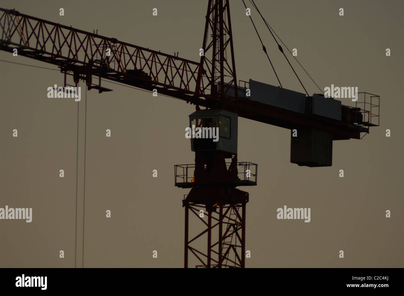 Crane in silhouette Stock Photo