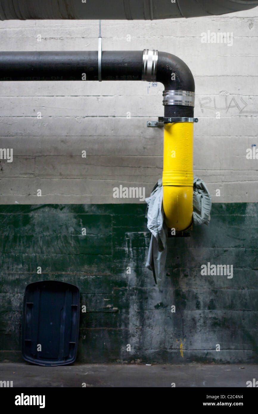 Pipes in the underground garage Stock Photo Alamy