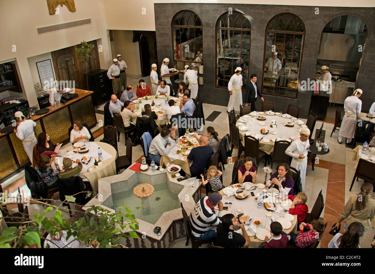 Old Damascus Syria Naranj restaurant  Via Recta near the Roman Arch Gemini Syrian restaurant chain Stock Photo