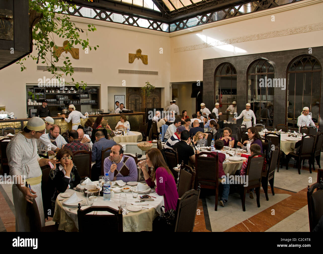 Old Damascus Syria Naranj restaurant  Via Recta near the Roman Arch Gemini Syrian restaurant chain Stock Photo