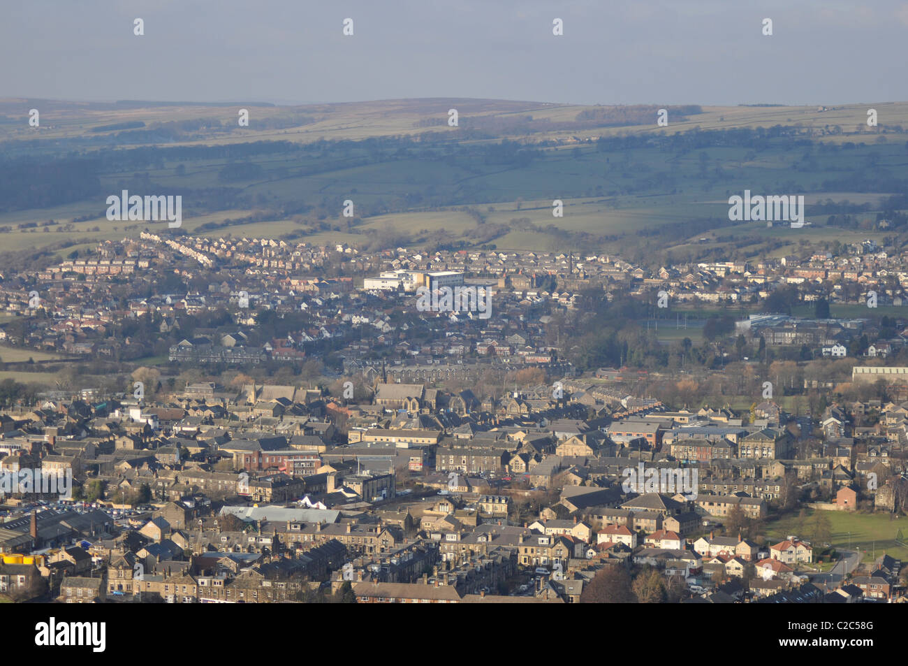 Panoramic image of a Yorkshire town called Otley Stock Photo