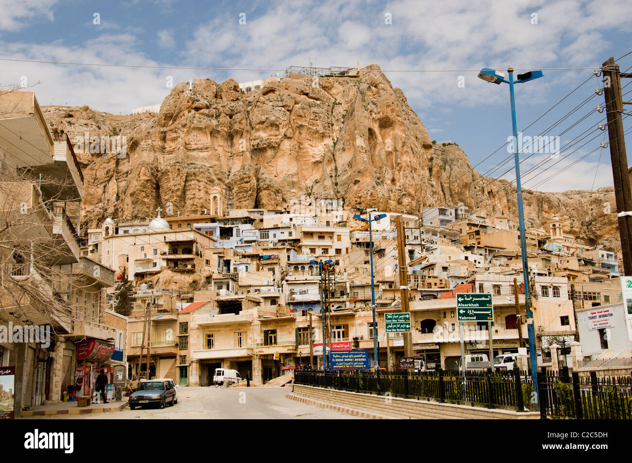Maloula Maalula village town with the Christian monastery  Mar Sarkis St. Sergius Syria  Convent of st Theda Stock Photo