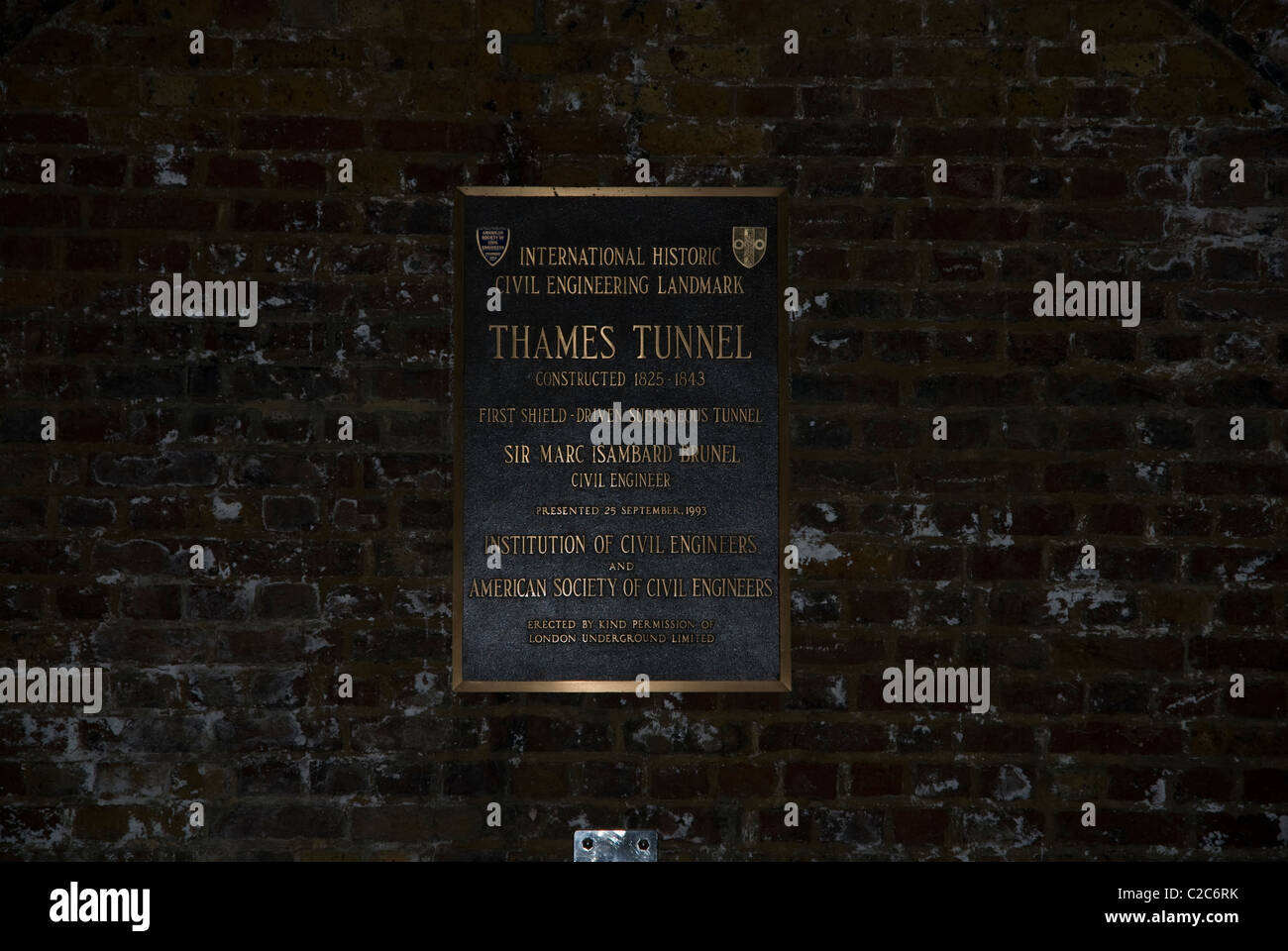 The plaque commemorating the Thames Tunnel Rotherhithe, London SE1 Stock Photo