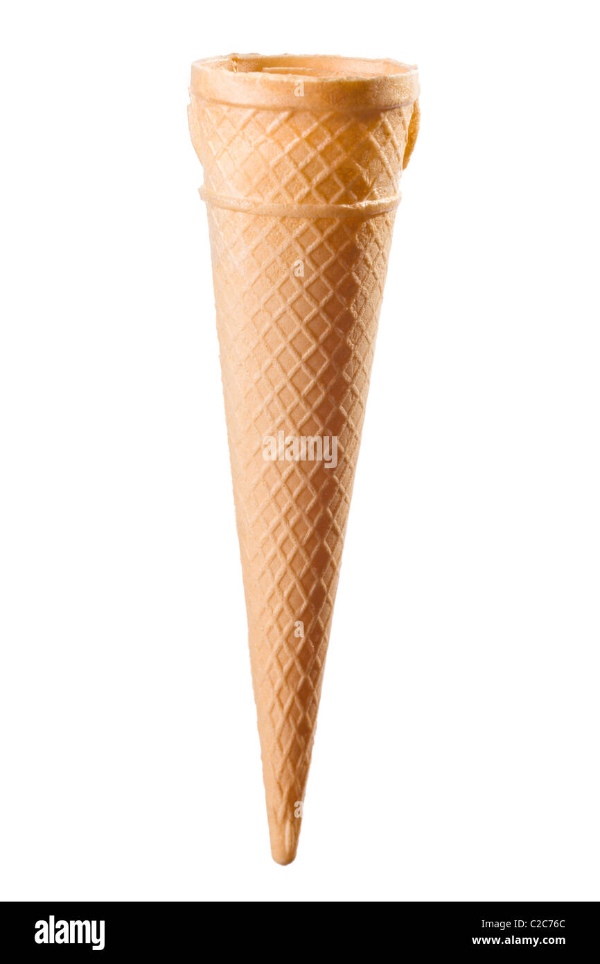 Empty Ice Cream Cone Isolated on White Stock Photo