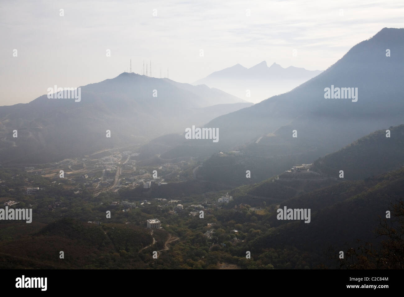 Part of the municipality of San Pedro Garza Garcia, Monterrey, on the slopes of the Chipinque ecological park. Stock Photo