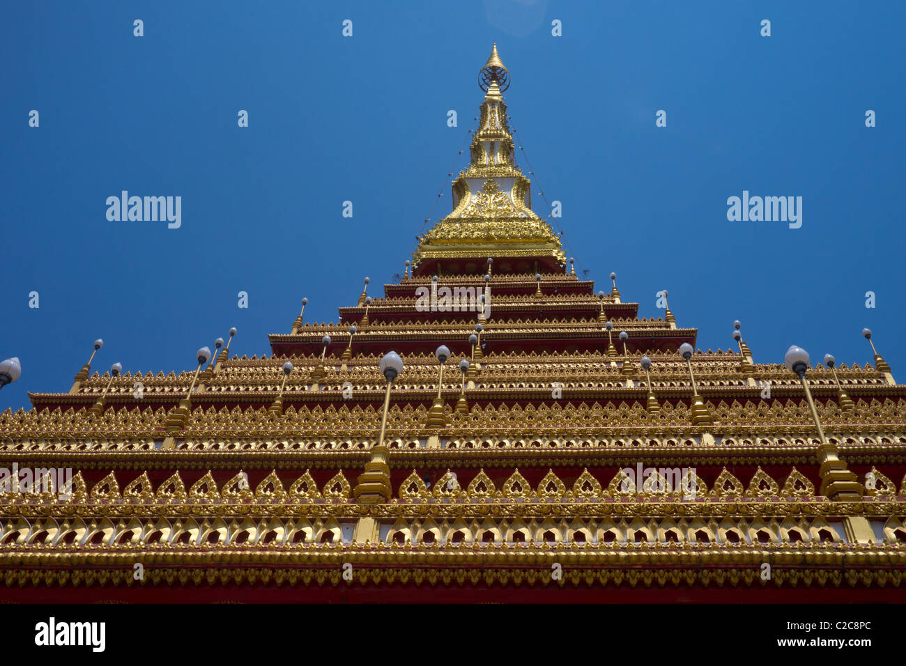 Upwards and onwards at Wat Pra Maha Taat Kaen Nakorn Temple in Khon Kaen, Thailand Stock Photo