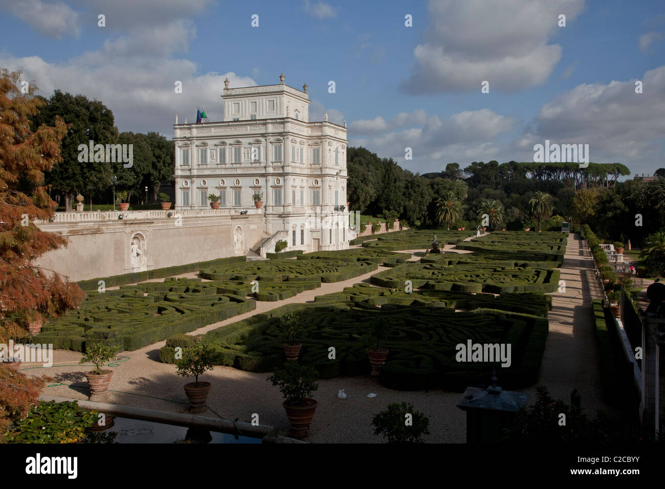 The Casino del Bel Respiro in the Villa Doria Pamphilj with giardino segreto (Secret Garden,  Algardi 1647, Rome, Italy Stock Photo