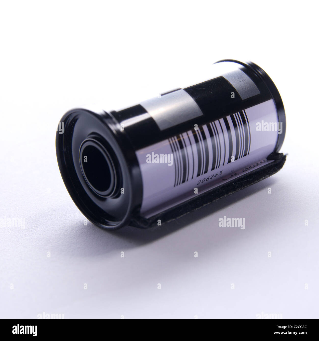A film canister showing the bar code Stock Photo Alamy