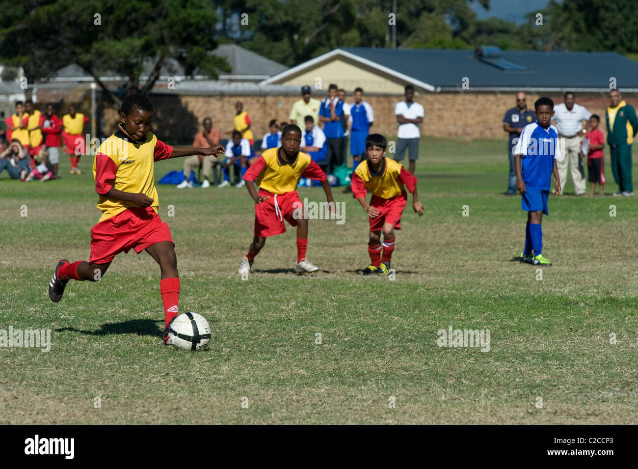 Boys under 13 team play a soccer match, Cape Town, South Africa Stock Photo Alamy