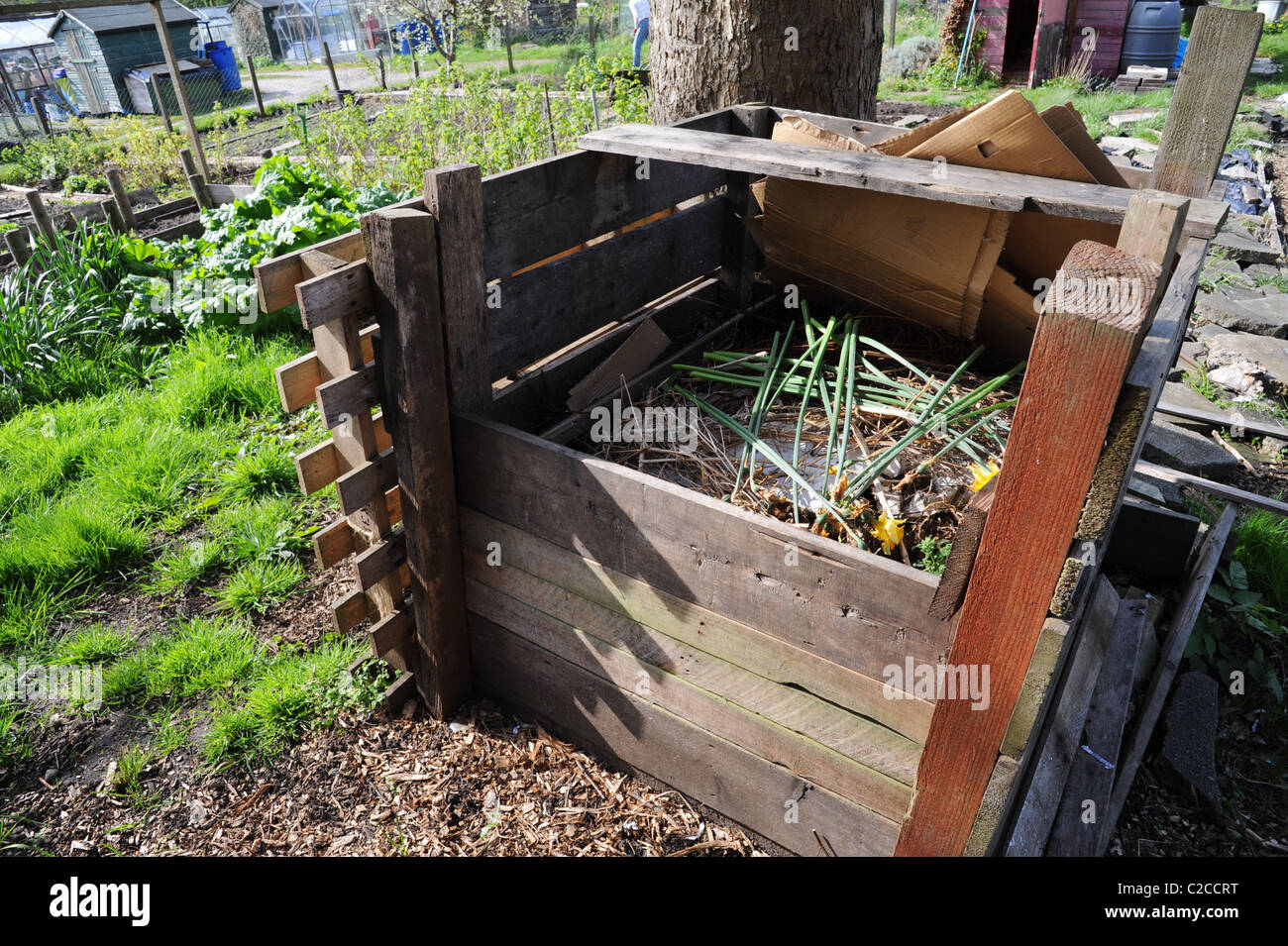 Compost bin at an allotment Stock Photo Alamy