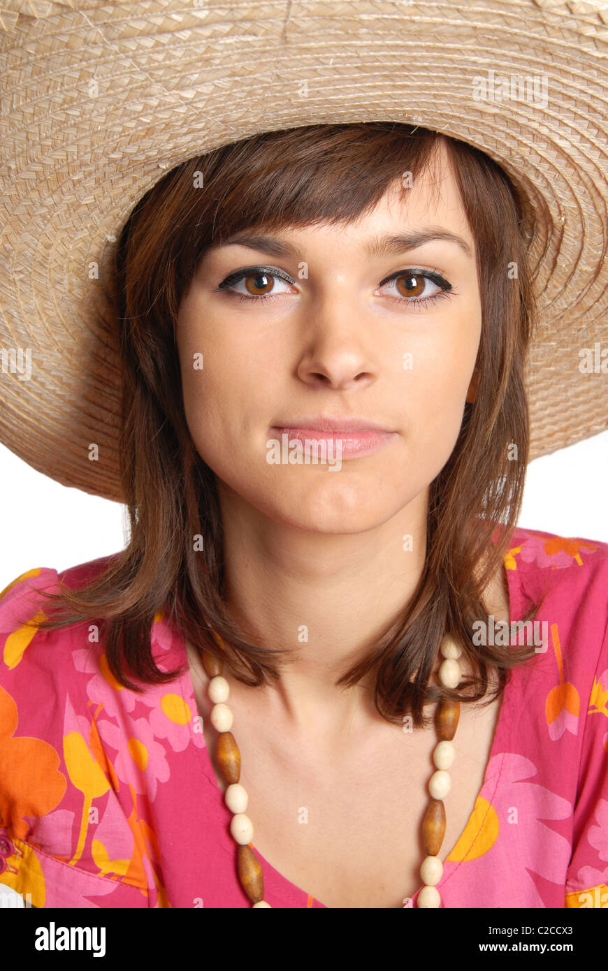 young woman in a straw hat Stock Photo - Alamy