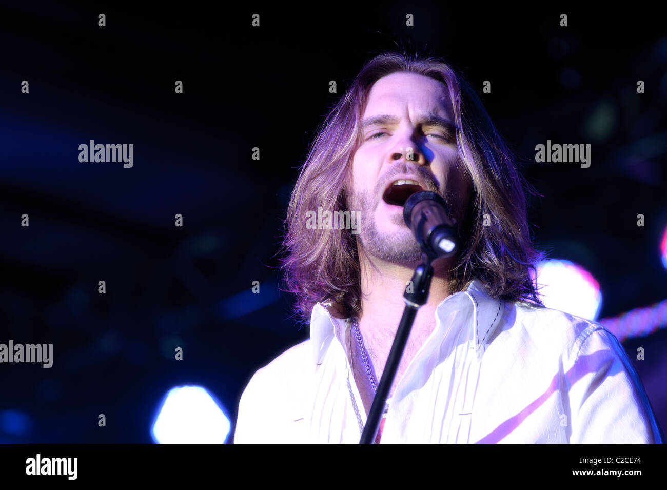 April 08, 2011, Sacramento, CA - Bo Bice performs on stage at Thunder Valley Casino in Rocklin, CA Stock Photo