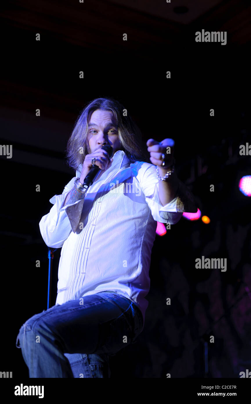 April 08, 2011, Sacramento, CA - Bo Bice performs on stage at Thunder Valley Casino in Rocklin, CA Stock Photo