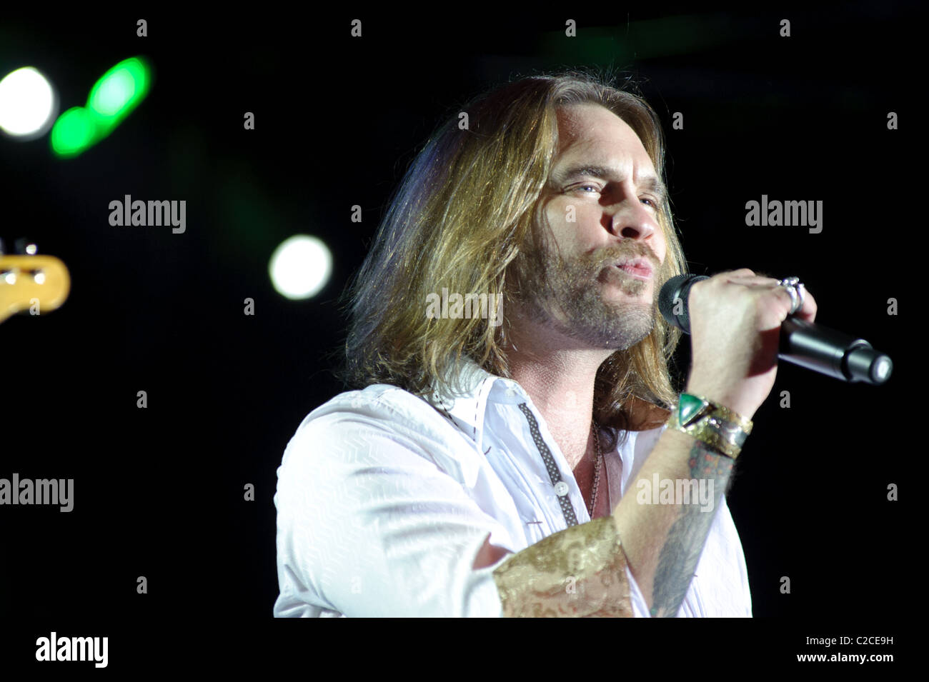 April 08, 2011, Sacramento, CA - Bo Bice performs on stage at Thunder Valley Casino in Rocklin, CA Stock Photo