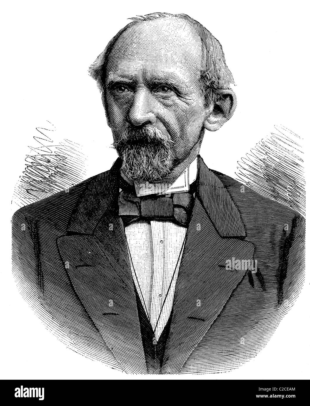 Lothar Bucher, 1817 - 1892, politician, publicist and close aide of Bismarck, historical illustration circa 1893 Stock Photo