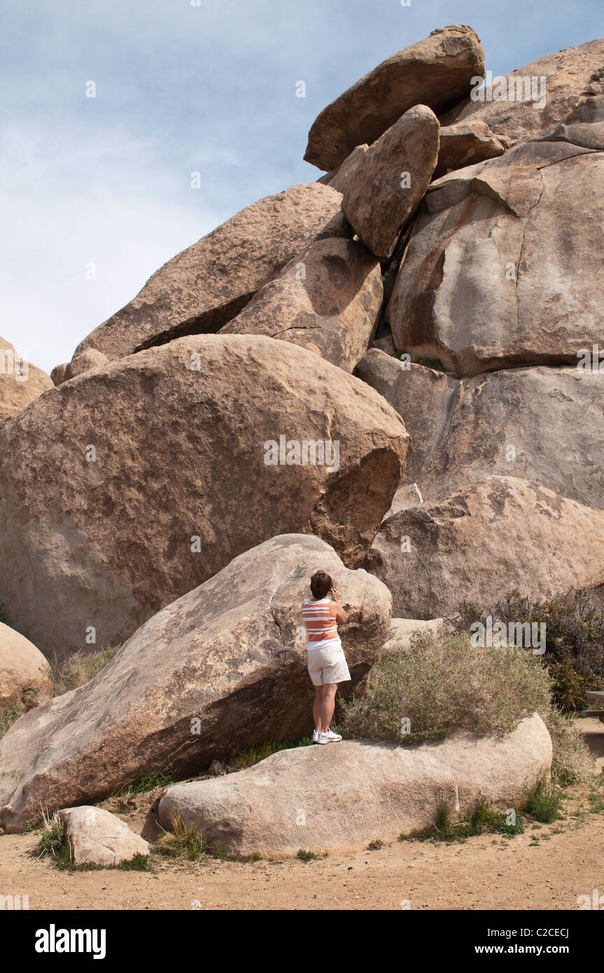 California. Jumbo Rocks, Joshua Tree National Park. (MR) Stock Photo