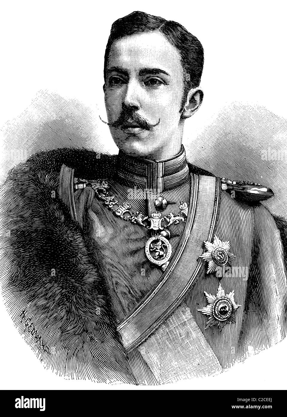 Prince Frederick Charles of Hesse, 1868 - 1940, King of Finland, historical illustration circa 1893 Stock Photo