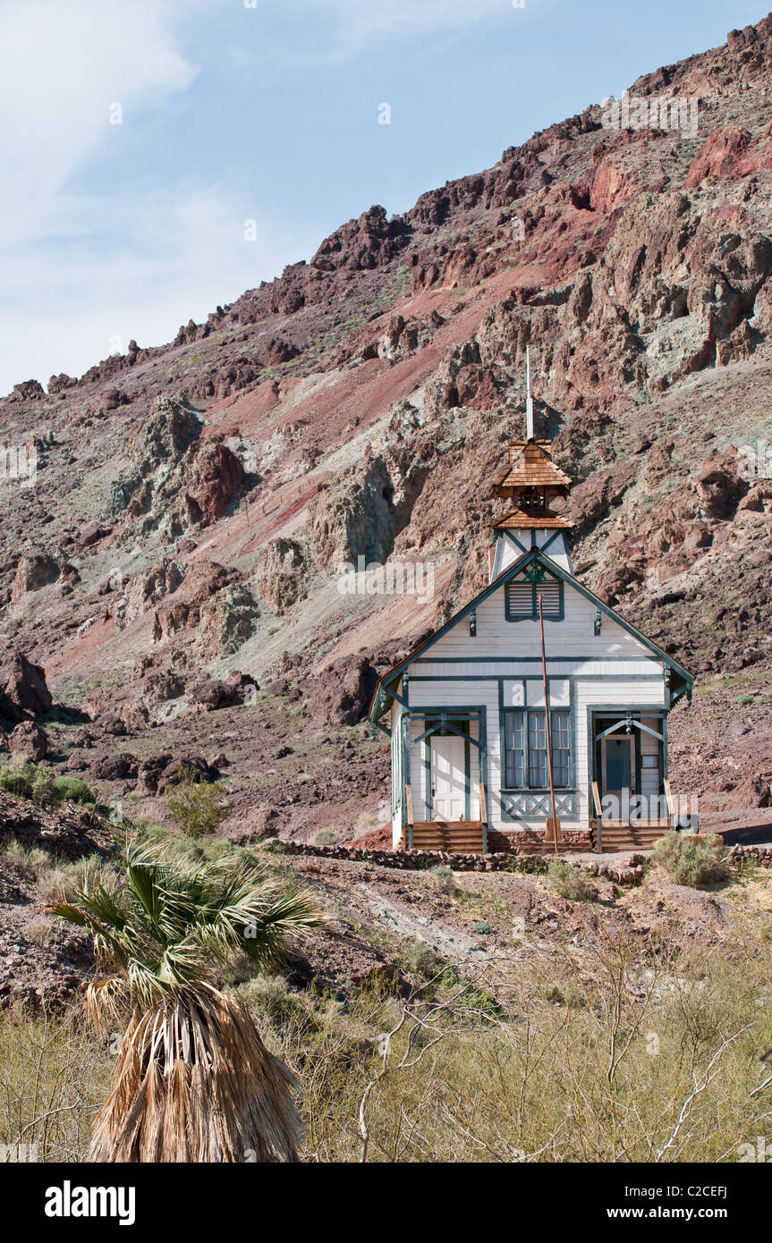 California. Old schoolhouse in Calico Ghost Town near Barstow. Stock Photo