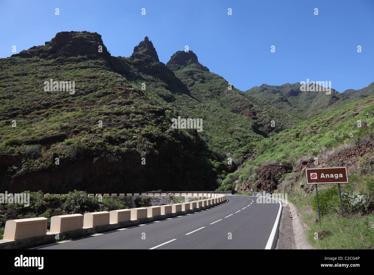 Road in Anaga Mountains on Canary Island Tenerife, Spain Stock Photo