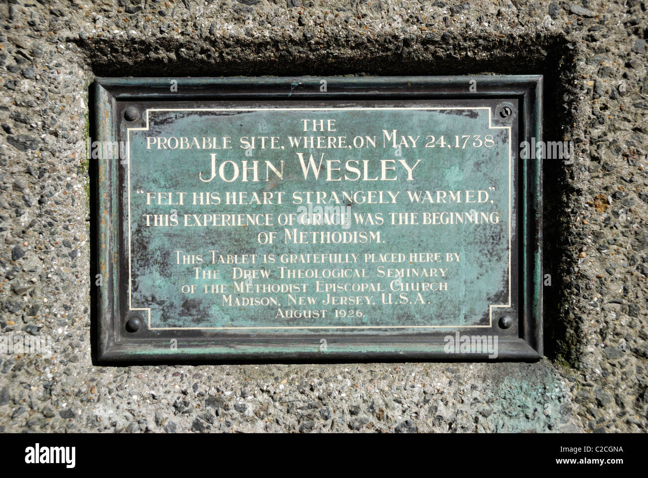 Plaque marking the believed site of John Wesley’s religious "conversion