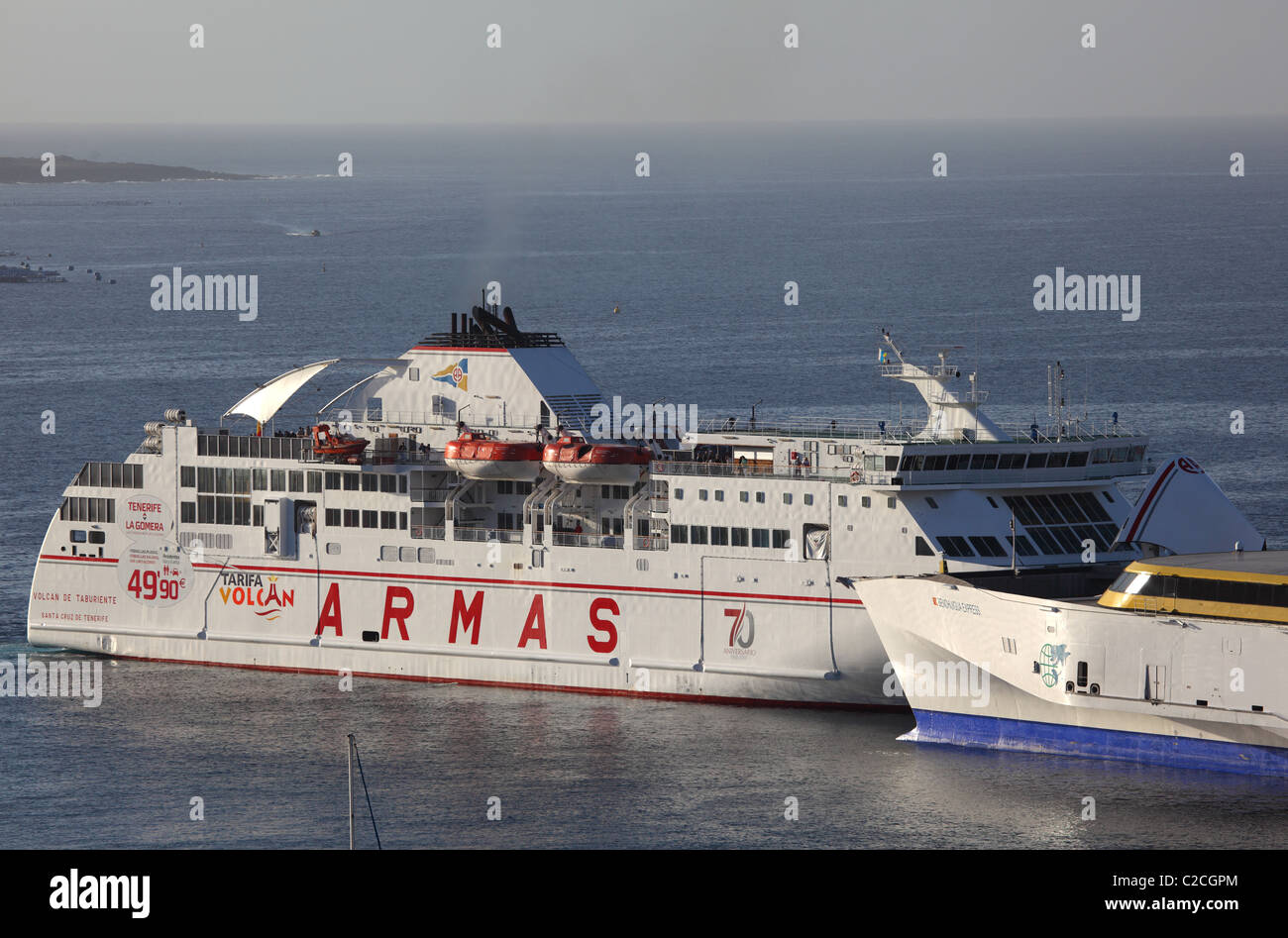 Ferry Ship Armas In The Port Of Los Cristianos Tenerife Spain Stock Photo Alamy