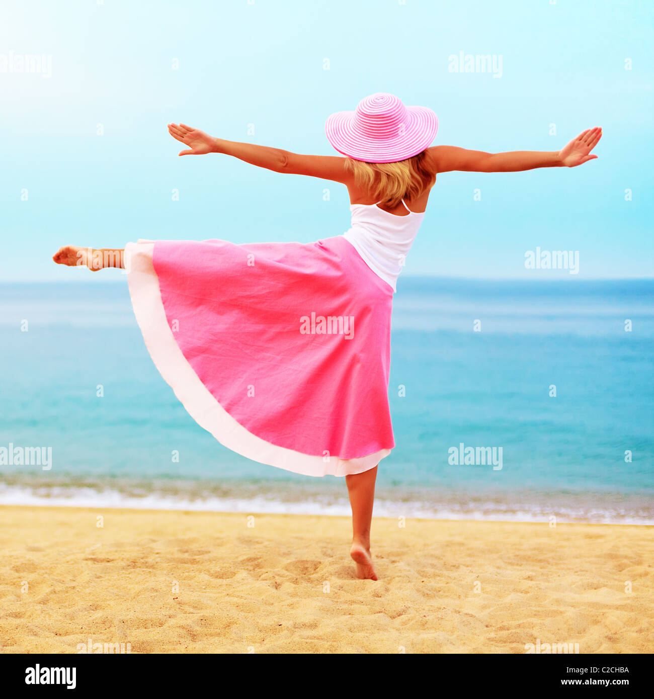 Woman in pink beautiful dress hi-res stock photography and images - Alamy