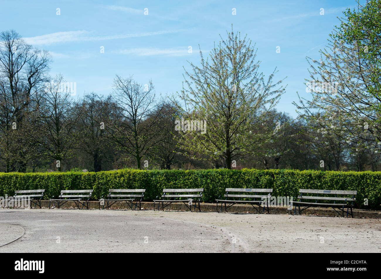 Benches In Battersea Park London England Uk Stock Photo