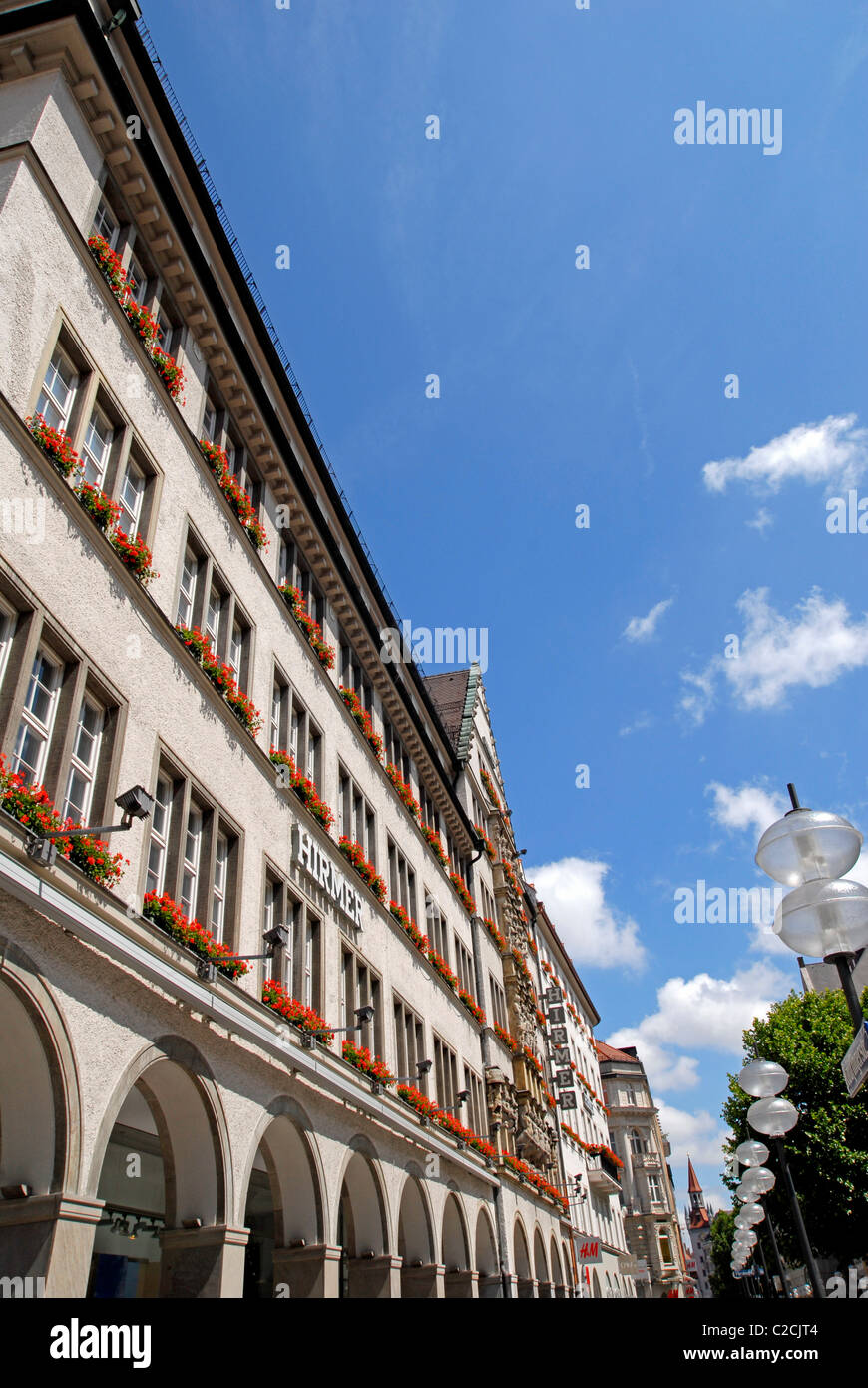 Hirmer house an cathedral, munich, germany Stock Photo