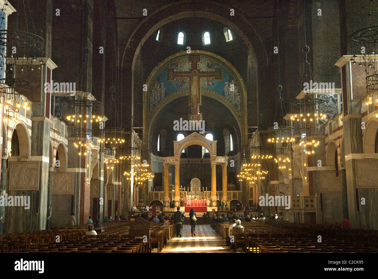 Westminster Roman Catholic Cathedral, Victoria Street, Victoria, London Uk. Interior. looking towards the altar. 2010s 2011 England HOMER SYKES Stock Photo