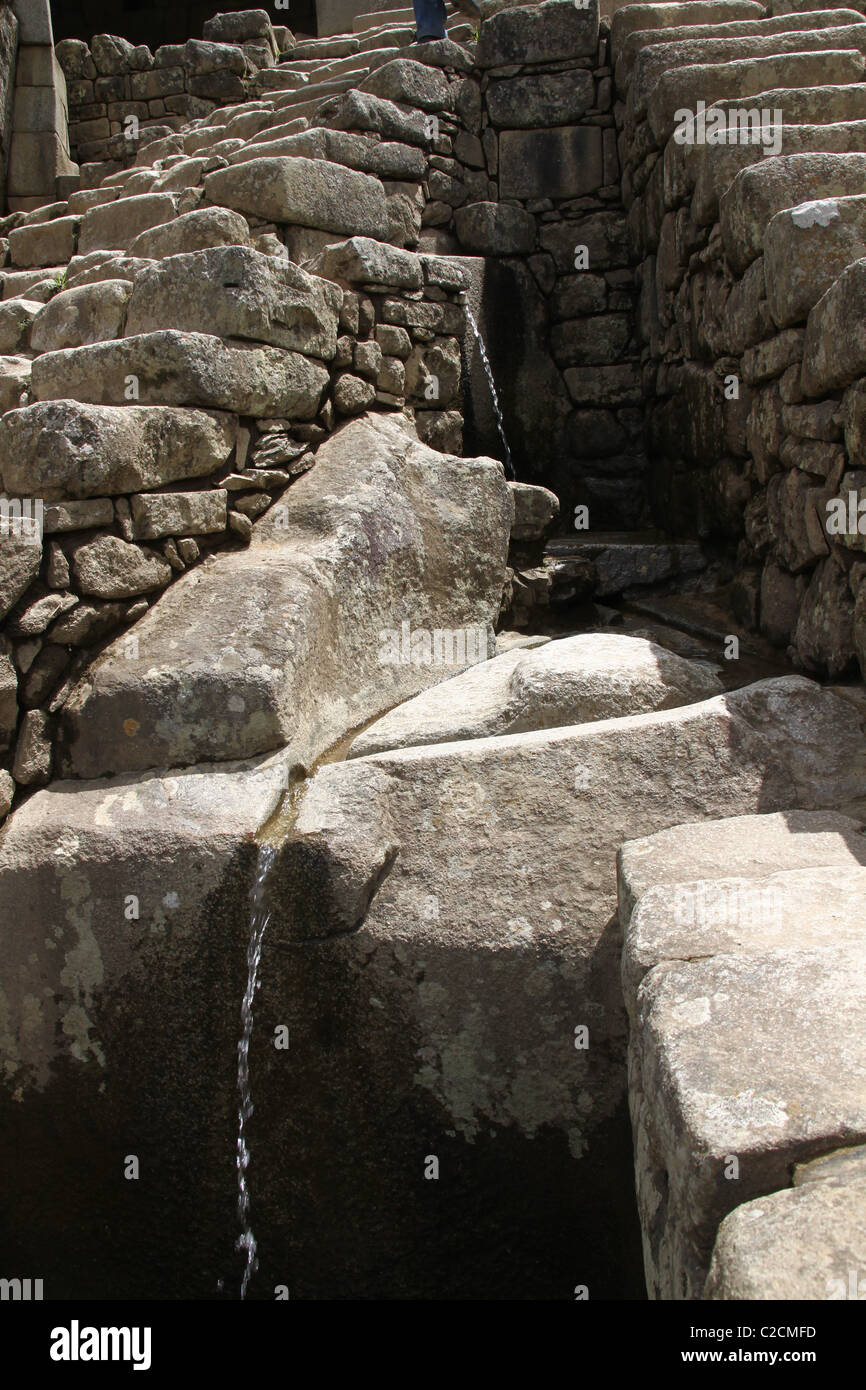 Irrigation system at Machu Picchu, Peru Stock Photo