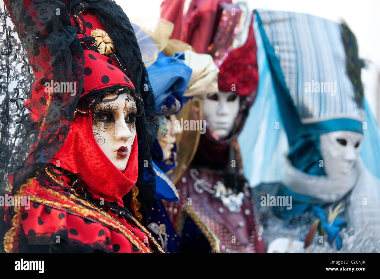 Characters in costume, posing at the venice carnival, Venice, Italy ...