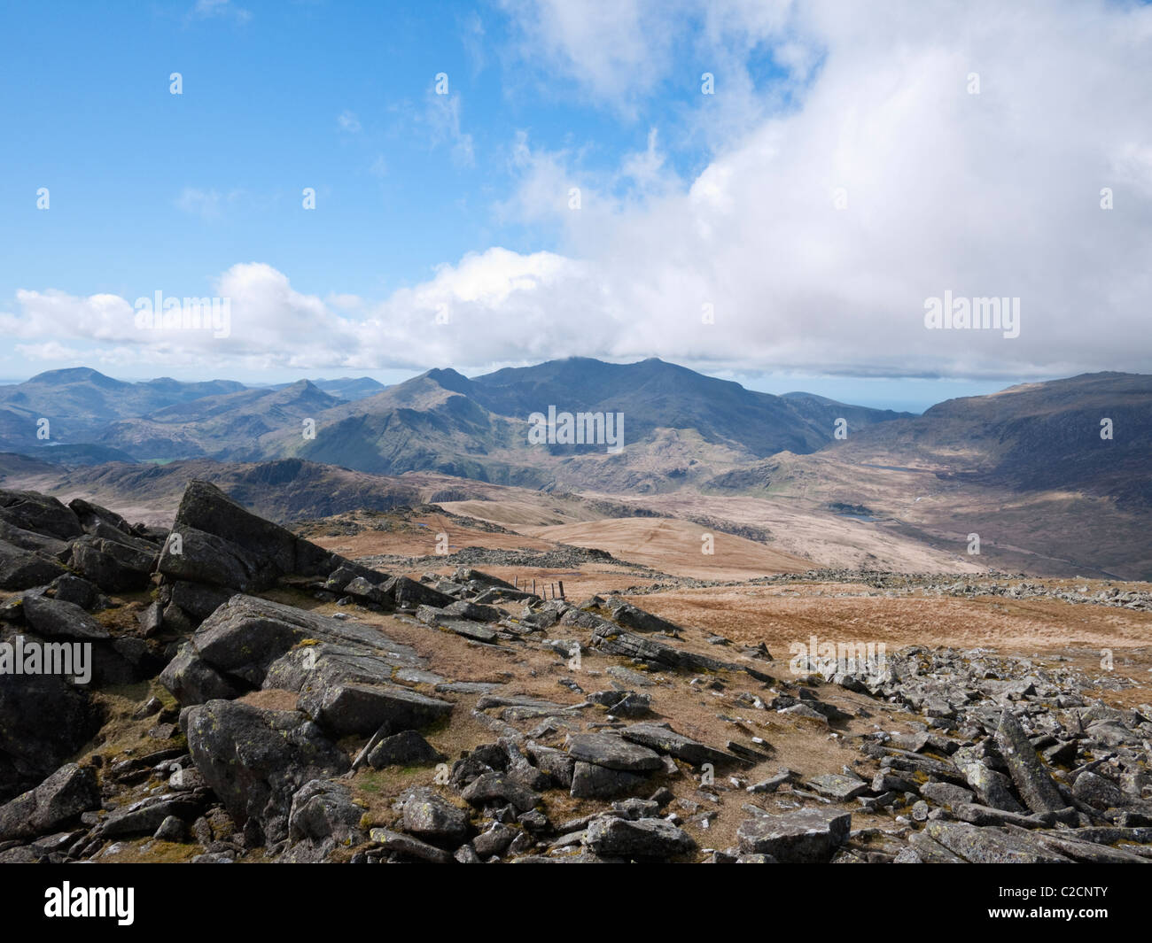 The Snowdon Horseshoe viewed from Moel Siabod Stock Photo