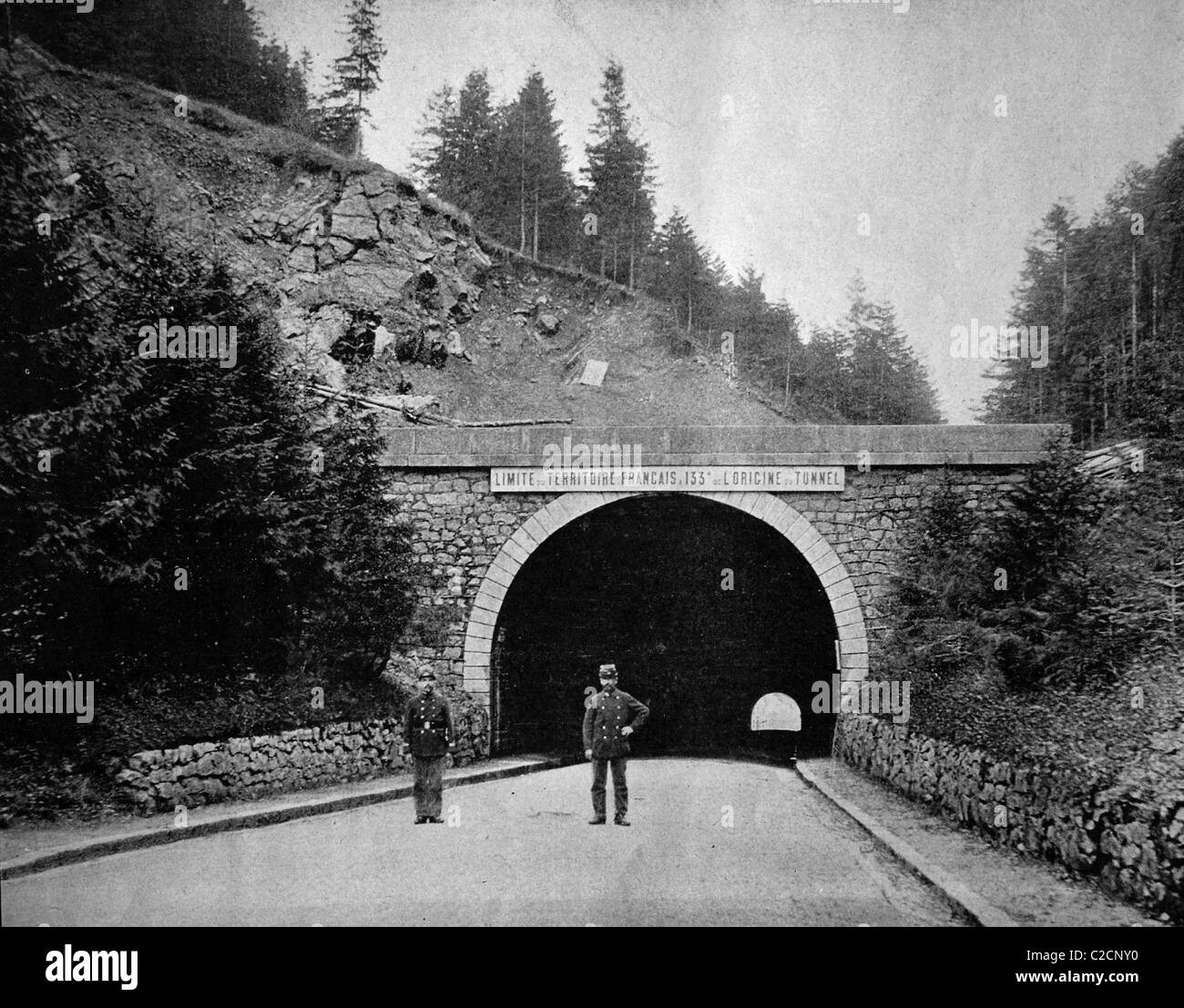 One of the first autotypes of Le Col de Bussang, Vosges, France, historical photograph, 1884 Stock Photo