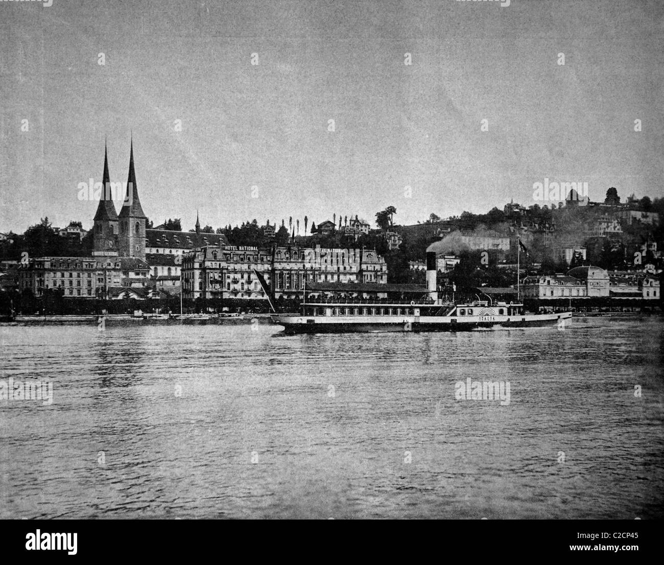 One of the first autotypes of Lucerne, Switzerland, historical photograph, 1884 Stock Photo