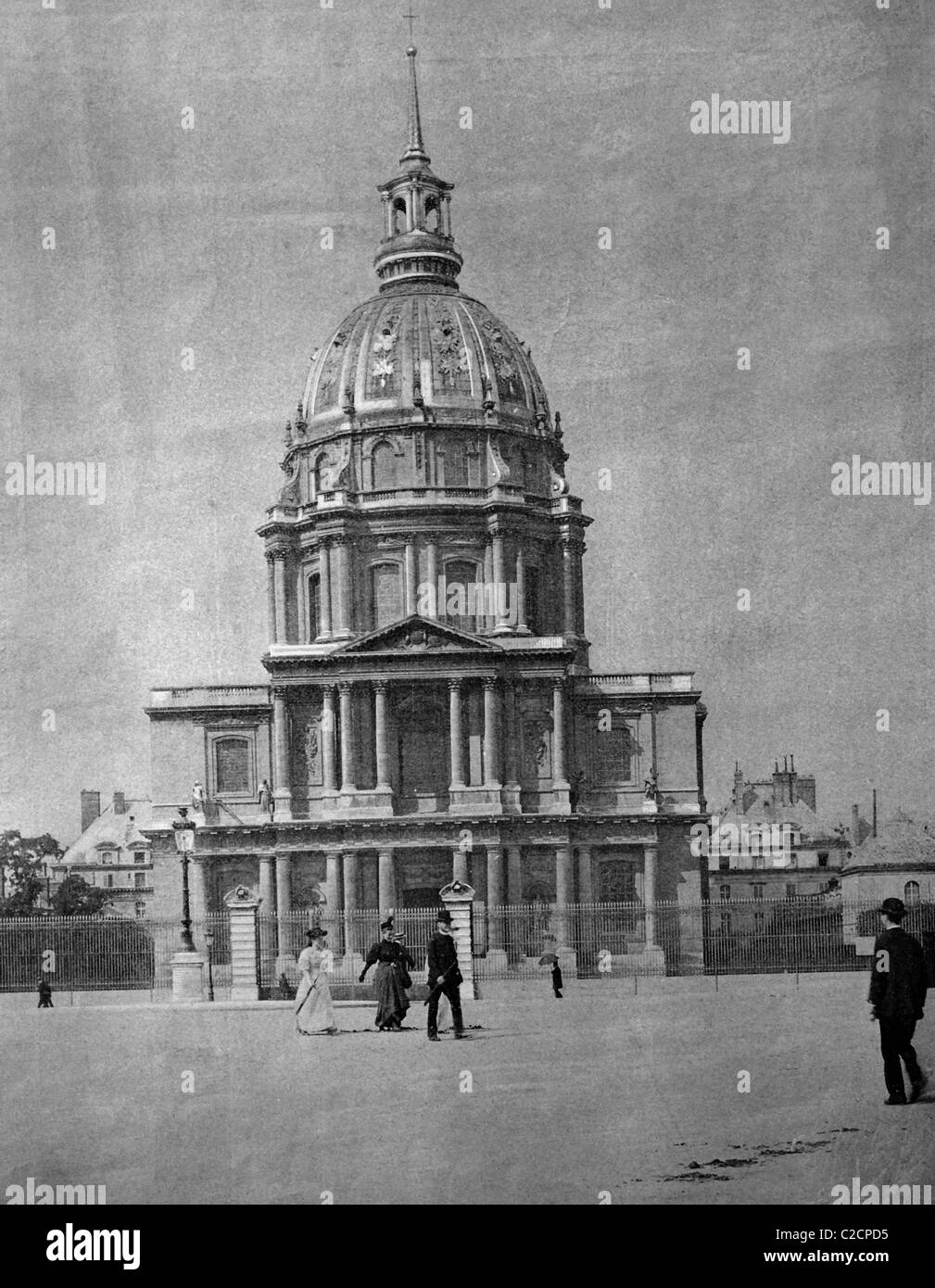 One of the first autotypes of Les Invalides, Paris, France, historical photograph, 1884 Stock Photo